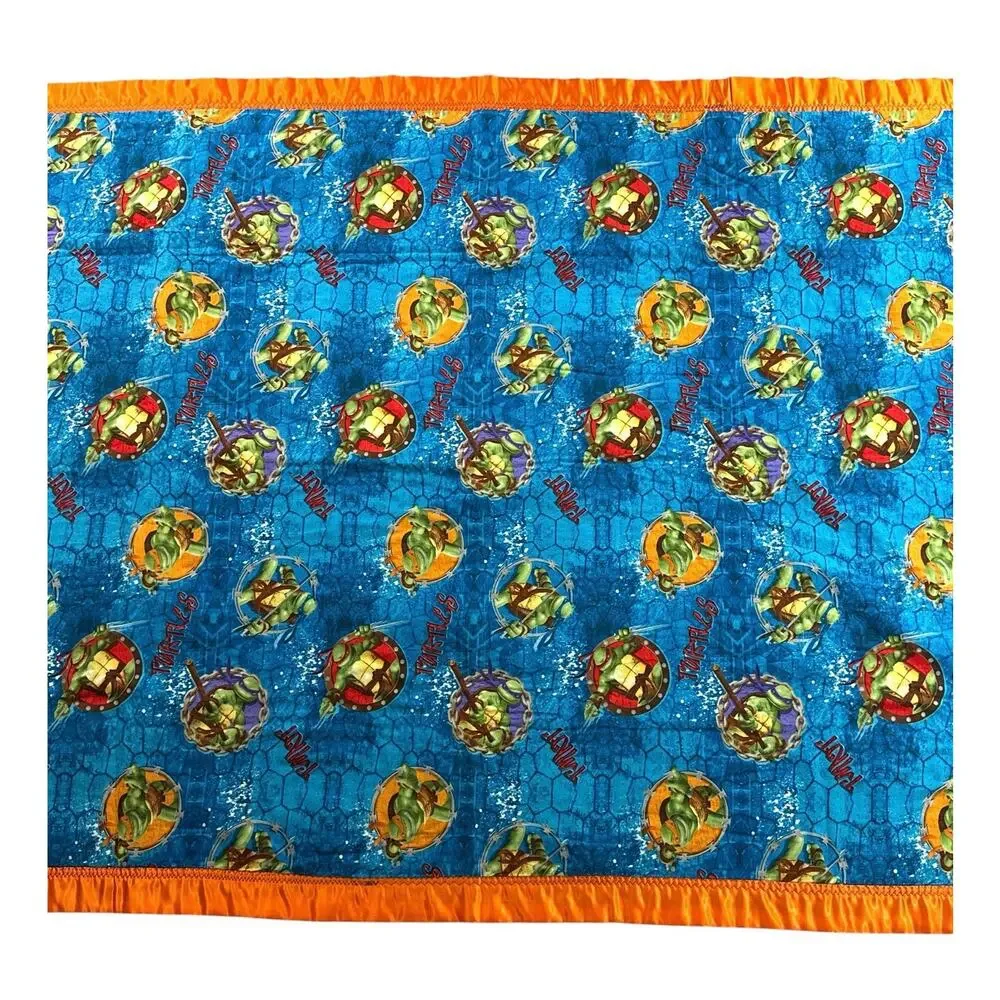 Teenage Mutant Ninja Turtles TMNT Fabric Throw Blanket 62x42 Satin Trim